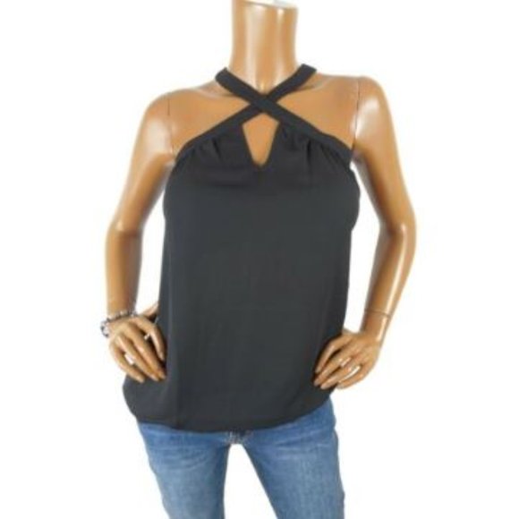 INC International Concepts Tops - INC NWT $49  L SEXY Black Halter Shirt X-Neck